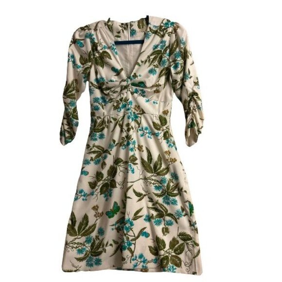 Vtg Shannon Mclean Silk dresses butterflies 3/4 sleeves pulled v-neck lined Size - Picture 5 of 14